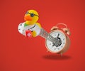 Rubber duck doctor coming out of alarm clock Royalty Free Stock Photo