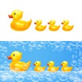 Rubber duck with ducklings. Vector Royalty Free Stock Photo