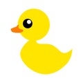 Rubber duck or ducky bath toy flat color icon for apps and websites. Simple yellow fluffy small duck. Royalty Free Stock Photo