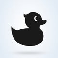 Rubber duck. ducky bath toy flat vector icon