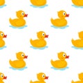 Rubber Duck Flat Icon Seamless Pattern