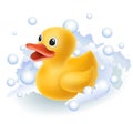 Rubber duck in foam Royalty Free Stock Photo