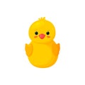 Rubber duck isolated in white background. Front view of yellow plastic duck toy. Vector illustration Royalty Free Stock Photo
