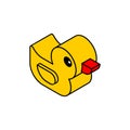 Rubber duck isometric style icon. Vector illustration