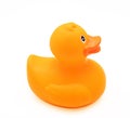 Rubber duck orange color isolated on white, above view