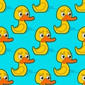 Rubber duck pattern seamless. Toy Cartoon bird background. Baby fabric texture. vector ornament Royalty Free Stock Photo