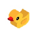 Rubber duck pixel art. 8 bit pixelated Vector illustration