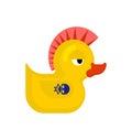 Rubber duck punk. Duck toy punker. yellow punky