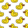 Rubber duck seamless doodle pattern, vector illustration Royalty Free Stock Photo