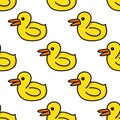 Rubber duck seamless doodle pattern, vector illustration Royalty Free Stock Photo