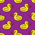 Rubber duck seamless doodle pattern, vector illustration Royalty Free Stock Photo