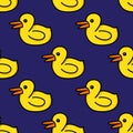 Rubber duck seamless doodle pattern, vector illustration Royalty Free Stock Photo