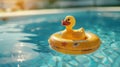 Rubber duck swimming in the pool Royalty Free Stock Photo
