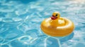 Rubber duck swimming in the pool Royalty Free Stock Photo