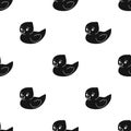 Rubber duck toy icon in black style isolated on white background. Baby born pattern. Royalty Free Stock Photo