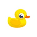 Rubber Duck Toy. Minimalistic Flat Color Icon. Pictogram Symbol. Cartoon ducky vector illustration.