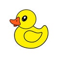 Yellow duck on white background. Rubber toy. Isolated vector illustration. Royalty Free Stock Photo