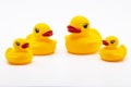 Rubber Ducks family , Yellow toy ducks on white background Royalty Free Stock Photo