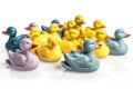 rubber ducks isolated on white background. Generated by AI Royalty Free Stock Photo