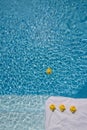 Rubber ducks in the pool Royalty Free Stock Photo