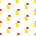 Rubber ducky with umbrella. Seamless pattern. Royalty Free Stock Photo