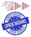 Rubber Express Insurance Round Stamp and Recursion Move Icon Composition