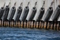 Rubber fenders at ship berth Royalty Free Stock Photo