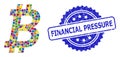 Rubber Financial Pressure Stamp Seal and Colored Mosaic Bitcoin