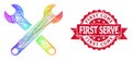 Rubber First Come First Serve Stamp Seal and LGBT Colored Network Spanners Royalty Free Stock Photo