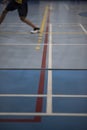 Rubber floor special used for an indoor gym only, seeing with red lines for a volleyball court. Royalty Free Stock Photo