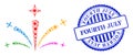 Rubber Fourth July Stamp Seal and Viral Salute Fireworks Mosaic Icon