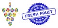 Rubber Fresh Fruit Seal and Bright Colored Collage Grape Berry