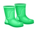 Rubber Garden Boots as Protective Uniform for Working in Yard Vector Illustration