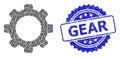 Rubber Gear Stamp and Recursive Gear Icon Collage