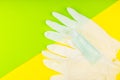 Rubber gloves and Alcohol gel to wash hands. Coronavirus Concept. Medical Face Mask For Stopping The Spread of Virus Royalty Free Stock Photo