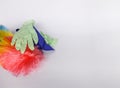 Rubber gloves, the duster and microfiber cloth on light background Royalty Free Stock Photo