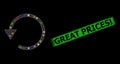 Rubber Great Prices! Seal with Network Rotate Left Constellation Icon with Colorful Lightspots