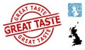 Rubber Great Taste Badge and Hole Weather Mosaic Map of United Kingdom