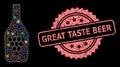 Rubber Great Taste Beer Stamp Seal and Network Wine Bottle with Glare Spots