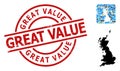 Rubber Great Value Badge and Stencil Climate Mosaic Map of Great Britain