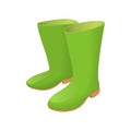 Rubber green boots icon, cartoon style