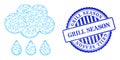 Rubber Grill Season Stamp Seal and Net Rain Cloud Web Mesh Royalty Free Stock Photo