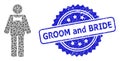 Rubber Groom and Bride Stamp and Recursion Groom Icon Mosaic