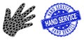 Rubber Hand Service Round Seal and Recursion Hand Icon Mosaic