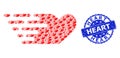 Rubber Heart Round Watermark and Recursion Lovely Heart Icon Composition
