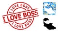 Rubber I Love Boss Seal and Stencil Climate Collage Map of Tiran Island Royalty Free Stock Photo