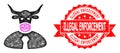 Rubber Illegal Enforcement Stamp Seal and Network Bull Boss Icon