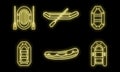 Rubber inflatable boat icon set vector neon Royalty Free Stock Photo