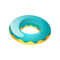 Rubber inflatable ring for beach swimming, yellow blue color