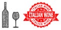 Rubber Italian Wine Stamp Seal and Hatched Wine Glassware Icon